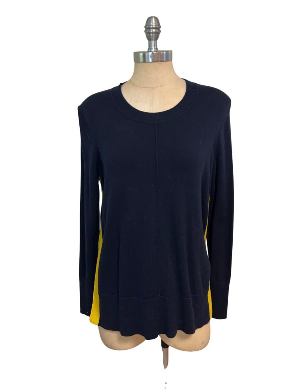 Boden Womens Navy & Yellow Knit Sweater Long Sleeve Crewneck Medium